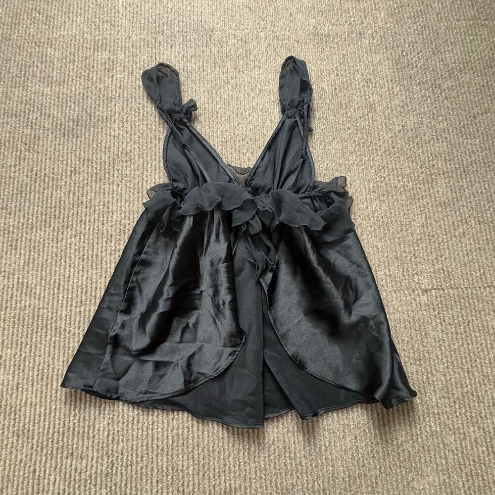 Victoria Secret Satin and Ruffle Babydoll Lingerie Size Small Black